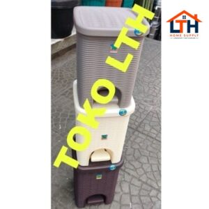 TEMPAT SAMPAH INJAK SEGI 5 LTR SILVA GREEN LEAF 2016 GL KOTAK SAMPAH PERSEGI MOTIF ROTAN