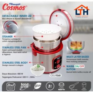 2-1199-1.jpg COSMOS MAGIC COM RICE COOKER CRJ 9368 STAINLESS STEEL 2 LTR PENANAK NASI