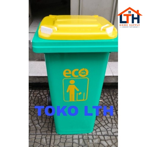 2-1204-1.jpg TEMPAT SAMPAH SEGI 100 LITER RODA 9955 DUSTBIN ECO ATARI GREEN LEAF