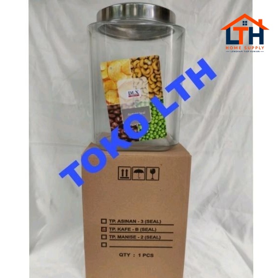 TOPLES KACA SEGI 9 LTR DLX KAFE B SEAL CANISTER STOPLES KERUPUK MANISAN BELING
