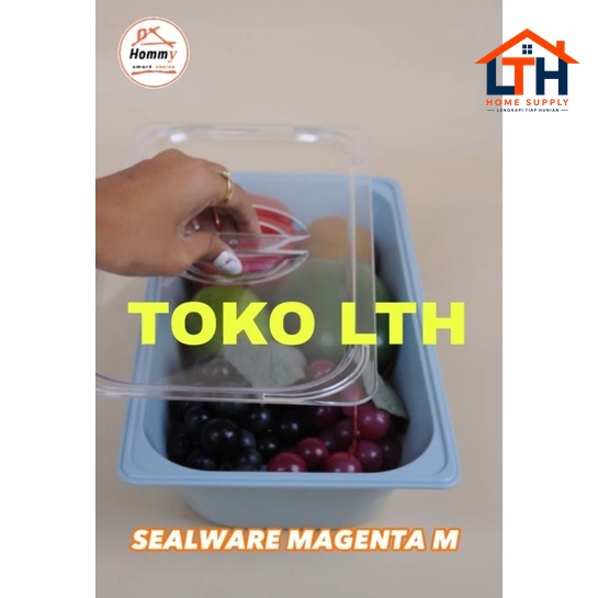 WADAH SAJI SEGI TUTUP PLASTIK MAGENTA M HOMMY 1116 SEALWARE 2300 ML FOOD PAN GASTRONOM
