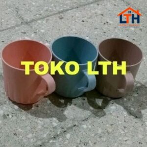 6 PCS CANGKIR PLASTIK 360 ML BRIZLY 5106 HOMMY GELAS GAGANG MUG WARNA
