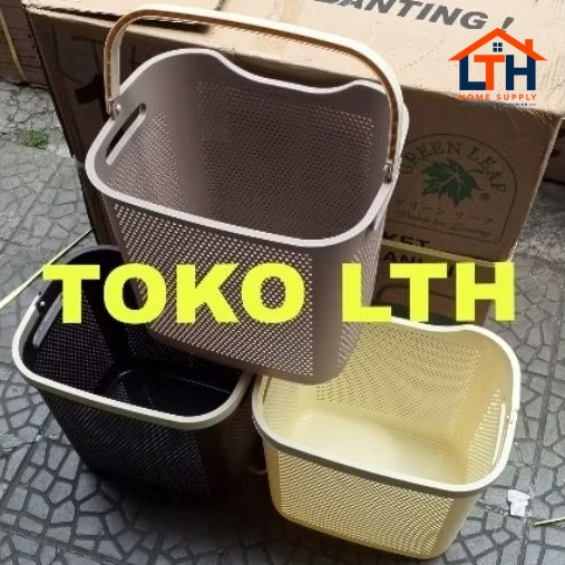 2-1277-1.jpg CLEANLINE 1536 KERANJANG PAKAIAN JINJING LAUNDRY BASKET BOX TINGGI PLASTIK GREEN LEAF