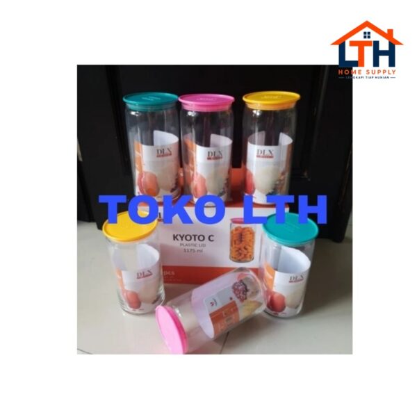 TOPLES KACA POLOS 1175 ML KYOTO C DLX JAR KELER BELING TUTUP PLASTIK