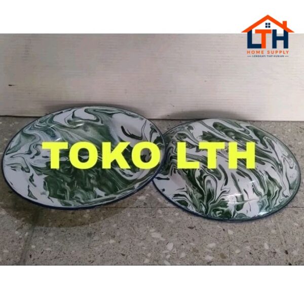 12 PCS PIRING MAKAN SENG 22 CM LURIK BLURIK BLIRIK ENAMEL KALENG BELANG PIRING PANCI RRT