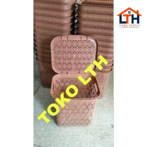 KERANJANG BAJU PAKAIAN KOTOR PLASTIK MOTIF ROTAN BUNGA LAUNDRY BAG HAMPER