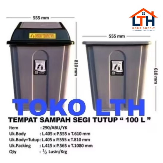 2-1315-1.jpg TEMPAT SAMPAH 100 LITER ABU SILVER TUTUP GOYANG TONG SAMPAH JUMBO BESAR 100 LITER MPW