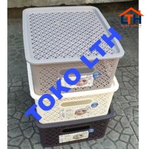 2-1322-1.jpg SOFIA 3312 KERANJANG BOX KOTAK WADAH TUTUP SERBAGUNA PARCEL GREEN LEAF LARGE
