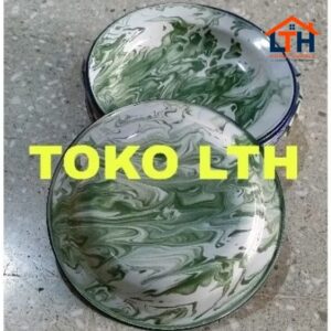 12 PCS PIRING MAKAN SENG 20 CM LURIK BLURIK BLIRIK BELANG ENAMEL KALENG