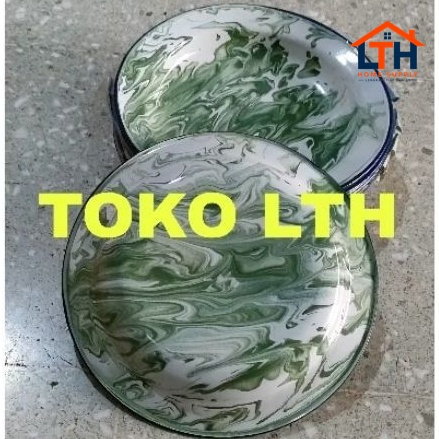 12 PCS PIRING MAKAN SENG 20 CM LURIK BLURIK BLIRIK BELANG ENAMEL KALENG