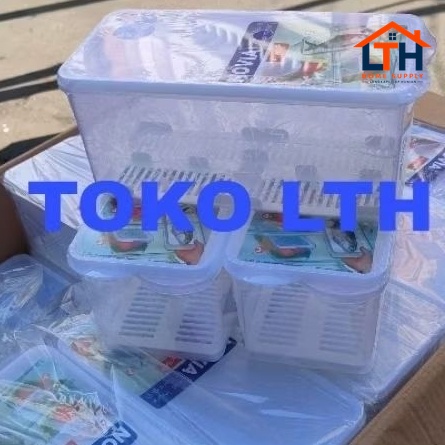 2-1353-1.jpg KOTAK BOX SARINGAN 4 LITER NOVIA ASVITA KERANJANG WADAH PENGERING SAYUR BUAH TOPLES STORAGE LEMARI ES