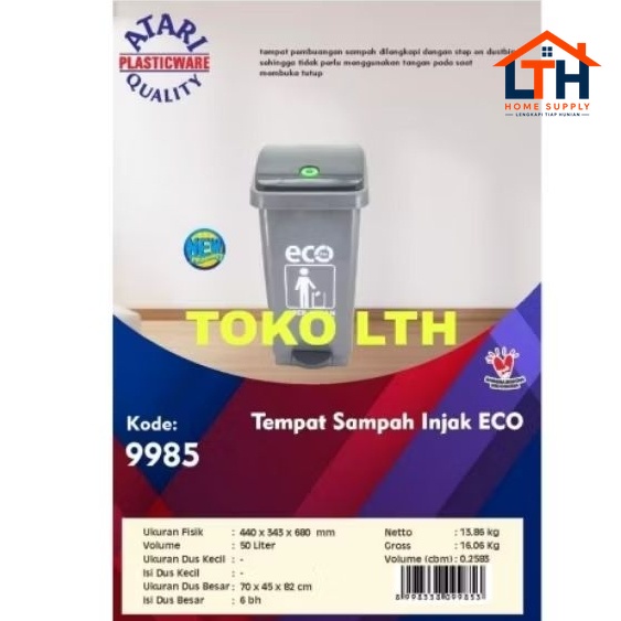 2-1399-1.jpg TEMPAT SAMPAH INJAK SEGI 50 LTR ECO 9985 ATARI GREEN LEAF KOTAK SAMPAH DUSTBIN