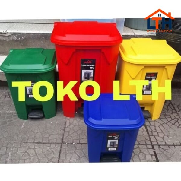 TEMPAT SAMPAH INJAK SEGI 50 LTR WARNA TONG PEDAL DUSTBIN KOTAK SAMPAH 992 RED HOUSE