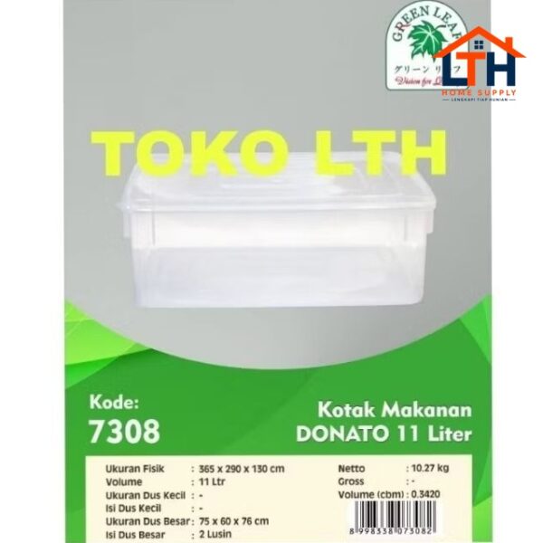 2-1422-1.jpg DONATO 7308 KOTAK BOX DONAT 11 LTR TEMPAT KUE MAKANAN SERBAGUNA GREEN LEAF PLASTIK FOOD STORAGE