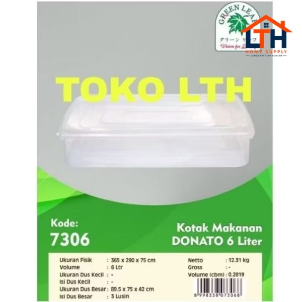 DONATO 7306 KOTAK BOX DONAT 6 LTR TEMPAT KUE MAKANAN SERBAGUNA GREEN LEAF PLASTIK FOOD STORAGE