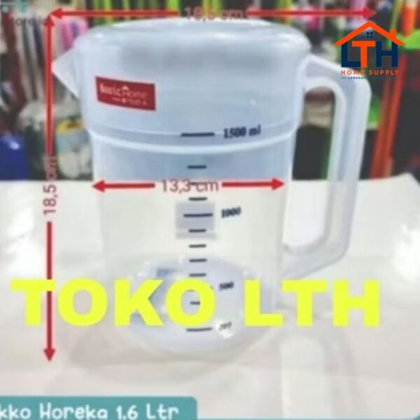 TEKO GELAS UKUR TUTUP 1.6 LTR ESKAN TEKKO HOREKA 1.6 LITER BASIC HOME BKK10