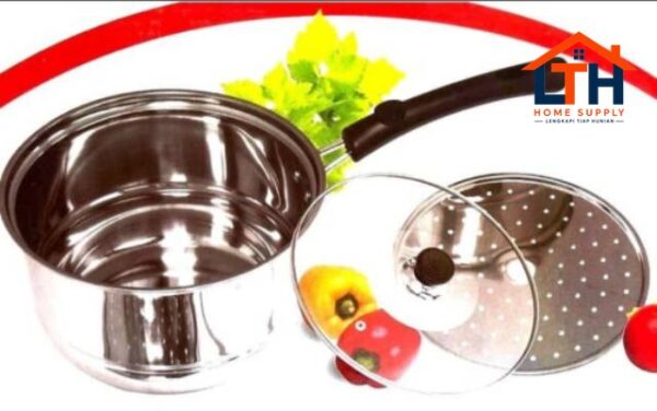2-161-1.jpg Panci Mini Steamer 2in1 Stainless 20cm panci susu+steamer