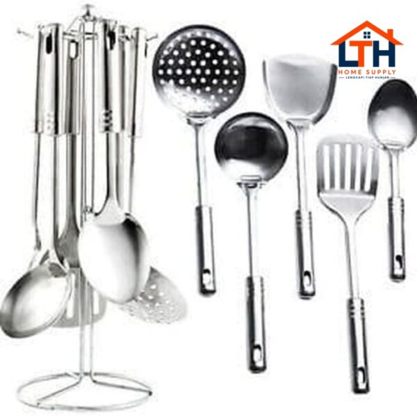 KITCHEN TOOL SET STAINLESS STEEL 7 PCS+RAK HOME PRO / PERALATAN DAPUR