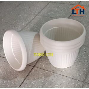 POT PLASTIK 25 cm PUTIH / POT TANAMAN / POT BUNGA