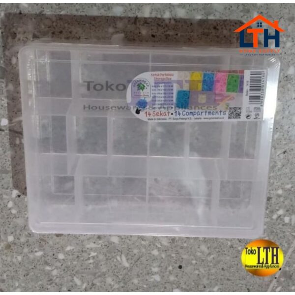 2-271-1.jpg KOTAK PERKAKAS REIKO 1416 SEKAT 14 GREEN LEAF / KOTAK SERBAGUNA / BOX