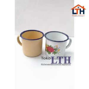 2-32-1.jpg PER 6 PCS CANGKIR KOPI SENG 7 CM KEMBANG ENAMEL GELAS KALENG JADUL RRT 7CM