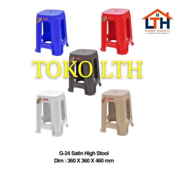 2-386-1.jpg KURSI PLASTIK / BANGKU BASO SEGI / SATIN HIGH STOOL-LION STAR G24