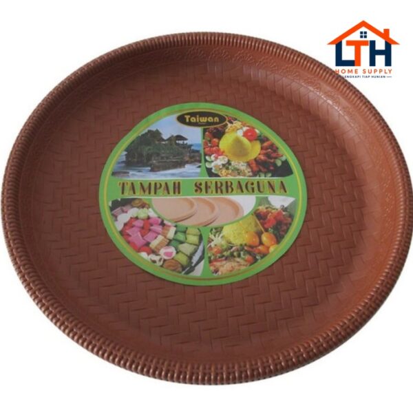 2-392-1.jpg TAMPAH / NYIRU / NAMPAN PLASTIK BULAT MOTIF ROTAN