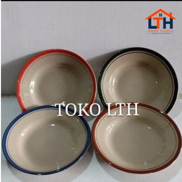 2-437-1.jpg Piring Makan Keramik List Coklat 8inch