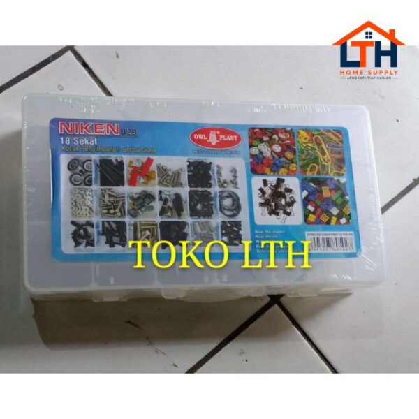 KOTAK BOX PERKAKAS BAUT AKSESORIS OBAT SERBAGUNA 18 SEKAT NIKEN