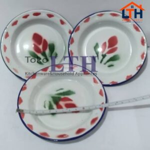 2-531-1.jpg (PER 6 PCS) PIRING PISIN JADUL 14 CM ENAMEL KALENG SENG KEMBANG PANCI RRT 14CM