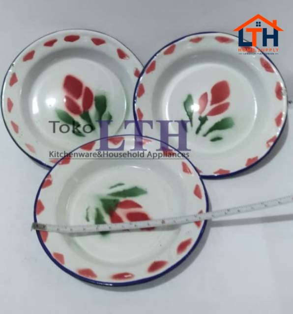 2-531-1.jpg (PER 6 PCS) PIRING PISIN JADUL 14 CM ENAMEL KALENG SENG KEMBANG PANCI RRT 14CM