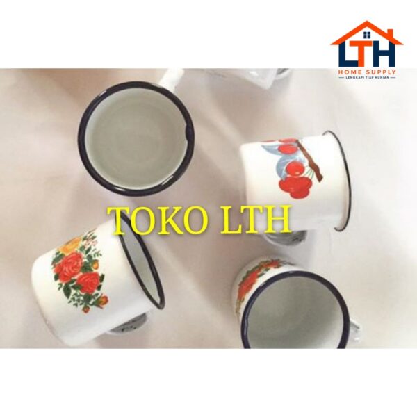 2-553-1.jpg (PER 6 PCS) CANGKIR JADUL MINI 6 CM KEMBANG / MUG ENAMEL GELAS KALENG PANCI
