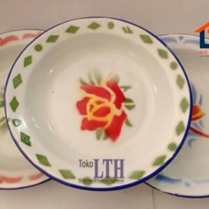 2-592-1.jpg PER 12 PCS PIRING MAKAN SENG 20 CM KEMBANG ENAMEL KALENG SENG PANCI RRT JADUL 20CM