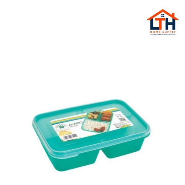 2-643-1.jpg KOTAK MAKANAN AVARO 7551 GREEN LEAF / LUNCH BOX SEKAT 3 / OMPRENG