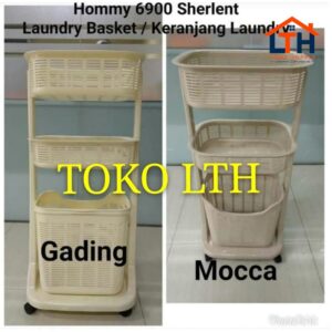 2-727-1.jpg KERANJANG RAK BAJU CUCIAN KOTOR SUSUN 3 RODA SERBAGUNA LAUNDRY BASKET SHERLENT 6900 HOMMY