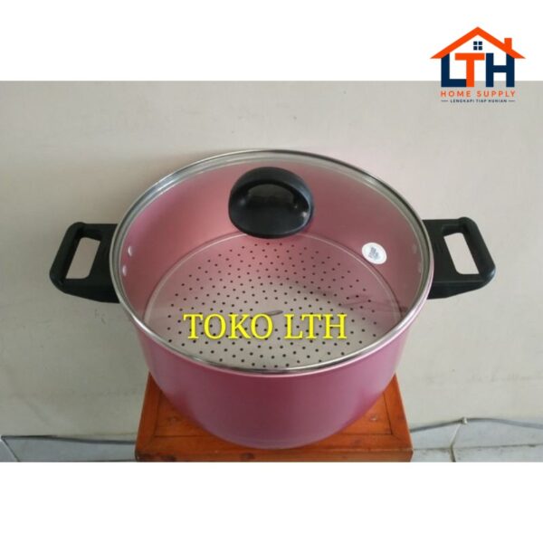 2-737-1.jpg PANCI DANDANG LANGSENG KUKUS STEAMER 24 26 CM TUTUP KACA ALUMUNIUM MASPION MAGIC POT ALCOR