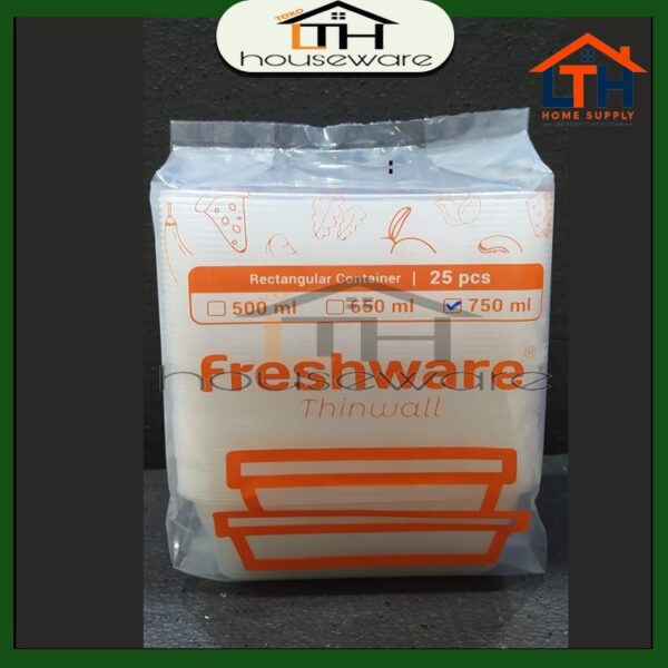 KOTAK MAKANAN PLASTIK FOOD CONTAINER BOX FRESHWARE THINWALL 750ml