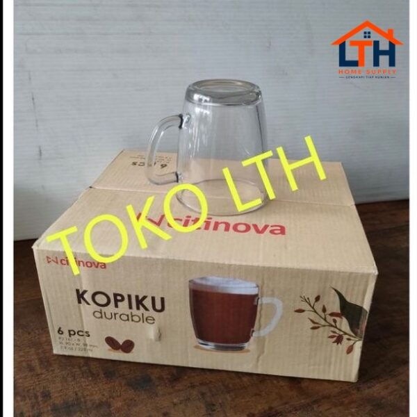 2-814-1.jpg 6 PCS CANGKIR GELAS GAGANG KOPI TEH BELING KACA POLOS MUG KOPIKU