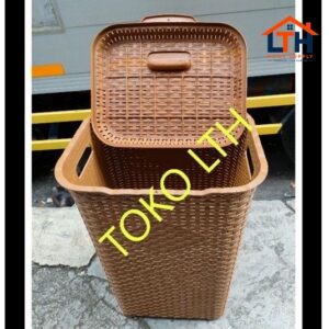 2-816-1.jpg KERANJANG BAJU PAKAIAN KOTOR MOTIF ROTAN BESAR SERBAGUNA LAUNDRY BASKET BAG