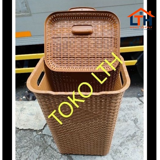 2-816-1.jpg KERANJANG BAJU PAKAIAN KOTOR MOTIF ROTAN BESAR SERBAGUNA LAUNDRY BASKET BAG