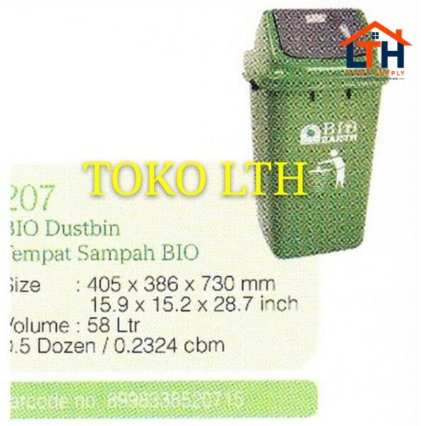 2-955-1.jpg TEMPAT SAMPAH BIO 58 LITER 207 TUTUP GOYANG GREEN LEAF / TONG KOTAK SAMPAH PLASTIK