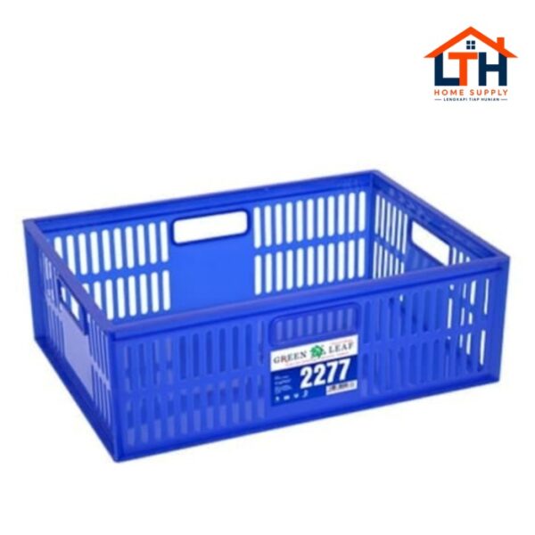 CONTAINER KERANJANG INDUSTRI SERBAGUNA 2277 GREEN LEAF BOX LUBANG