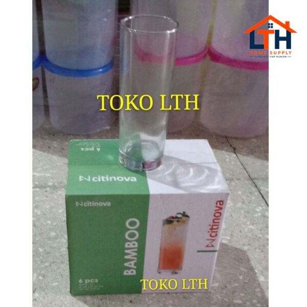 PER 6 PCS GELAS JUS CAFE / GELAS COLA / GELAS TINGGI POLOS KACA CITINOVA BAMBOO BW 02-12