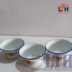 MANGKOK TINGGI JADUL 15 CM BASKOM KOBOKAN SENG ENAMEL KALENG MOTIF KEMBANG RRT 15CM MANGKUK 14 JARI
