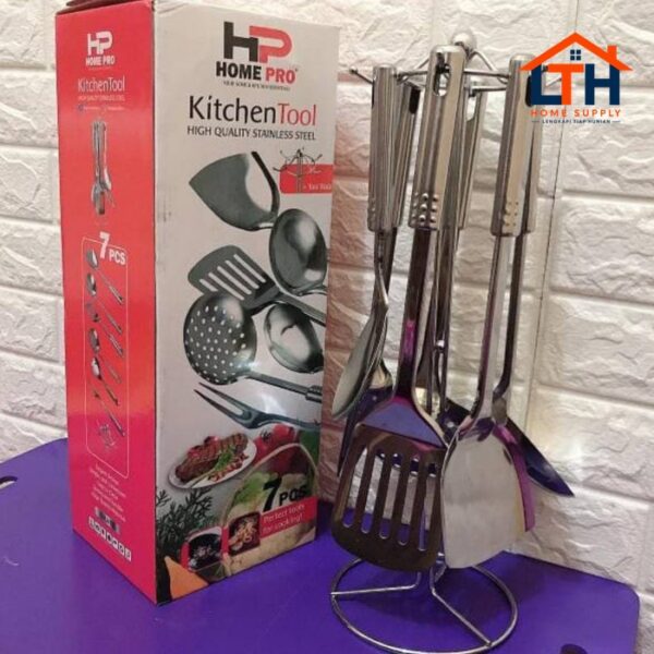KITCHEN TOOL SET STAINLESS STEEL 7 PCS+RAK HOME PRO / PERALATAN DAPUR