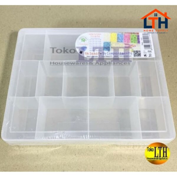 3-163-1.jpg KOTAK PERKAKAS REIKO 1416 SEKAT 14 GREEN LEAF / KOTAK SERBAGUNA / BOX