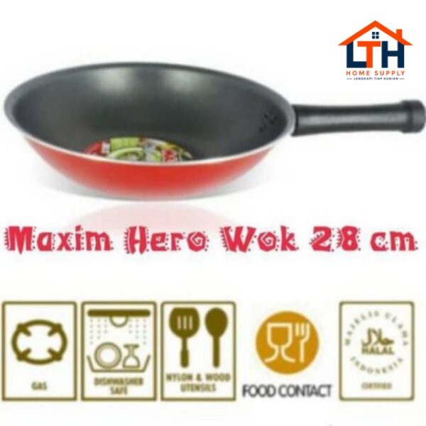 HERO WOK 28CM / KATEL WAJAN PENGGORENGAN TEFLON 28 CM MAXIM
