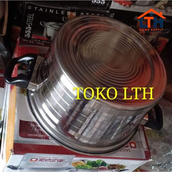 PANCI SUP STAINLESS TUTUP KACA 18 20 22 24 26 28 CM ROSH / MILK POT