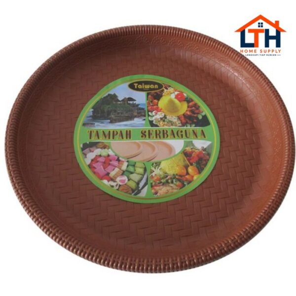 3-249-1.jpg TAMPAH / NYIRU / NAMPAN PLASTIK BULAT MOTIF ROTAN