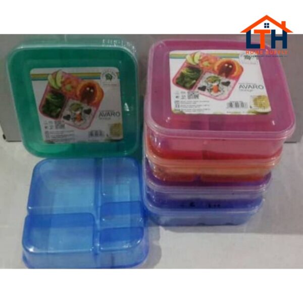 3-266-1.jpg KOTAK MAKANAN AVARO 7553 GREEN LEAF / LUNCH BOX SEKAT 5 / OMPRENG